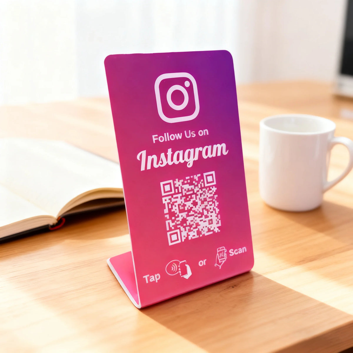 Nfc 215 Programmable QR Code Google Review Card NFC Station Table NFC Google Reviews Display Bending Card Standing Brand Bracket