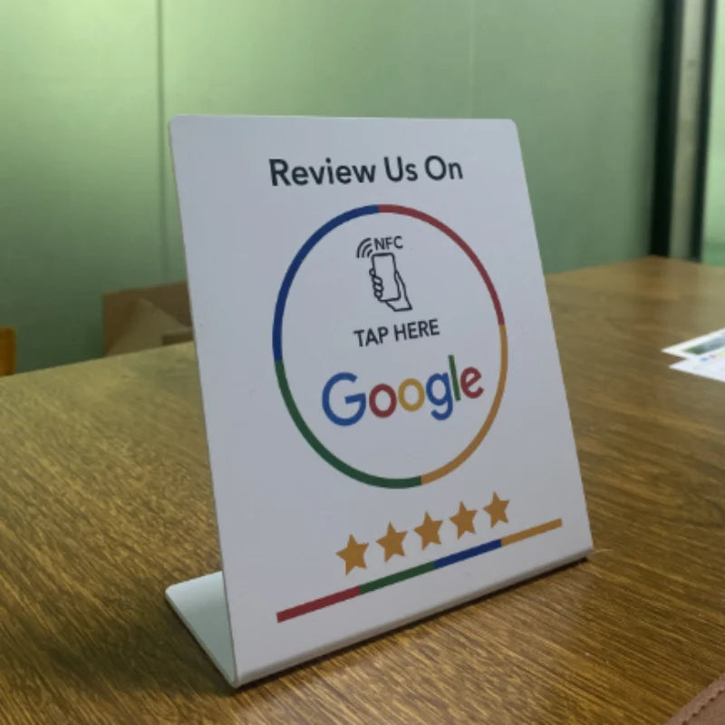 RateQuick NFC Google Review Station – Programmable NTAG 215 Card + Standing Bracket | Get More Reviews Instantly