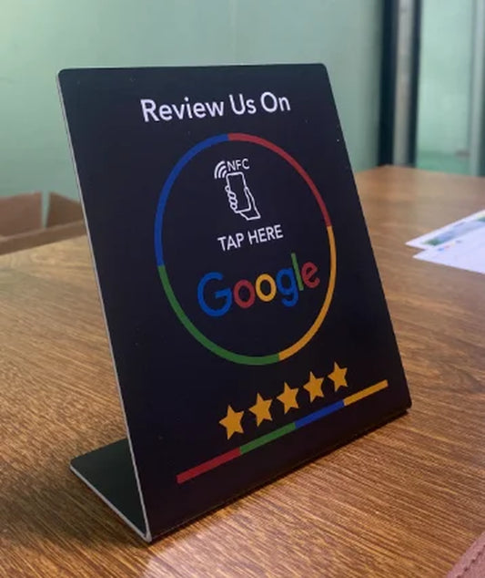 RateQuick NFC Google Review Station – Programmable NTAG 215 Card + Standing Bracket | Get More Reviews Instantly
