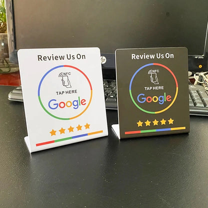 RateQuick NFC Google Review Station – Programmable NTAG 215 Card + Standing Bracket | Get More Reviews Instantly